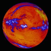 Image shows heat radiating from the Pacific Ocean as imaged by the NASA’s Clouds and the Earth's Radiant Energy System instrument on the Terra satellite. Credit: NASA